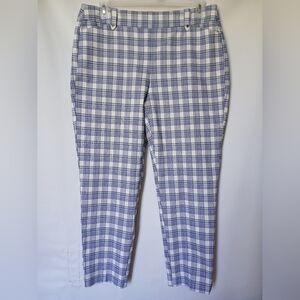 Cato Womens Mid-Rise Ankle Pants size 16 Color Plaid Blue/White Black